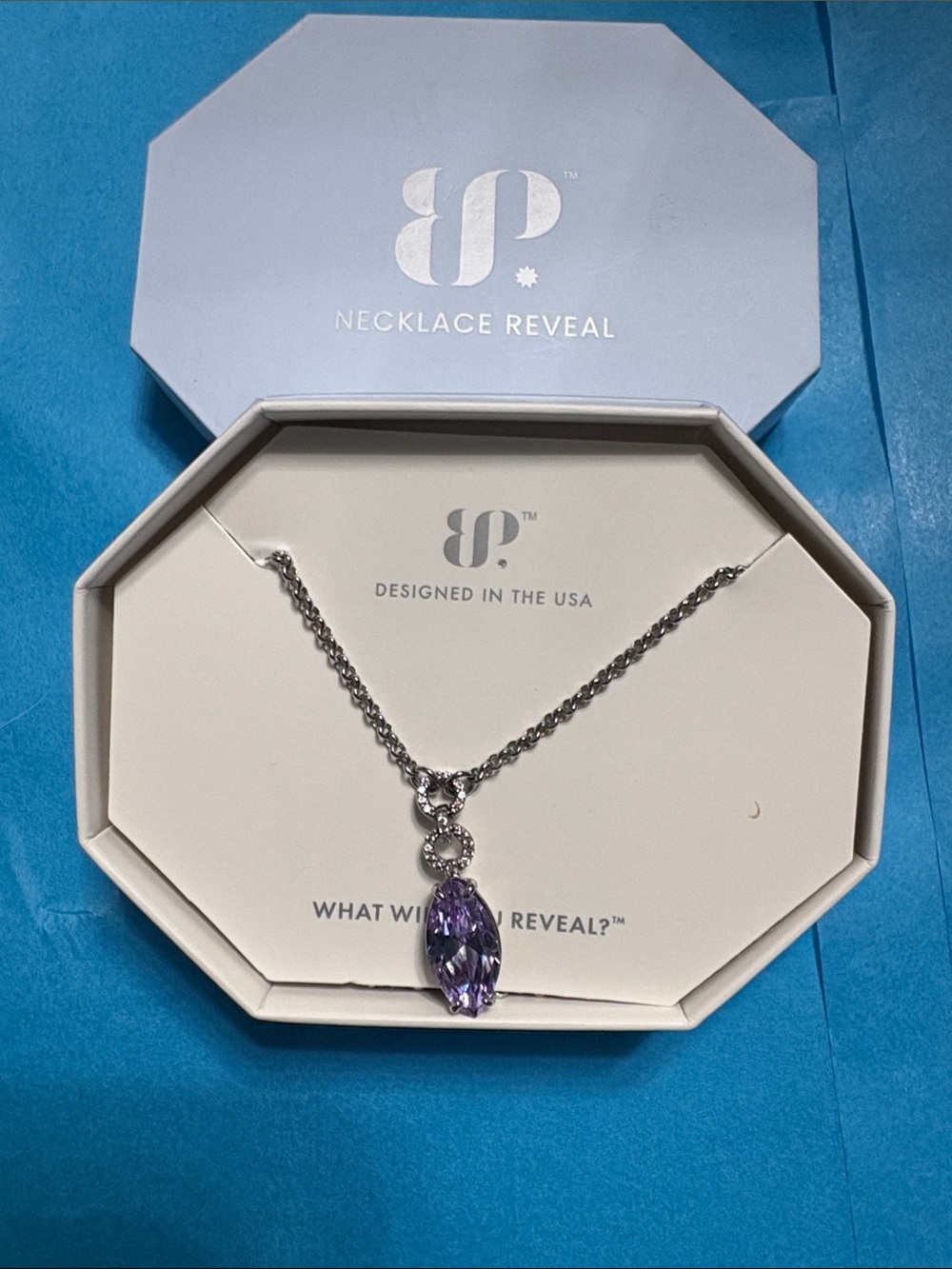 Bomb Party Silver Chain Necklace with Purple Pendant